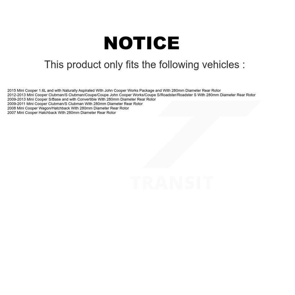 Rear Disc Brake Caliper Coated Rotors And Semi-Metallic Pads Kit For Mini Cooper KCG-100652N