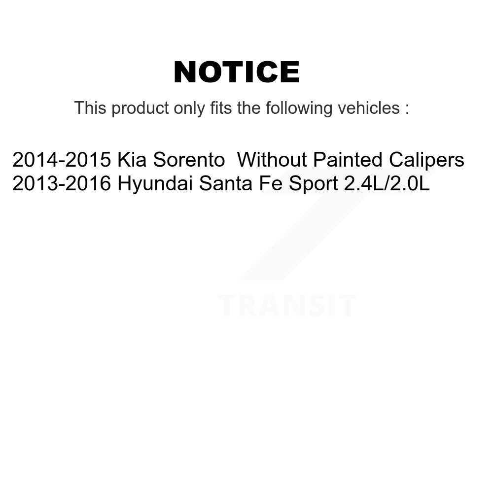 Front Disc Brake Caliper Coat Rotor Semi-Metallic Pad Kit For Hyundai Santa Fe Sport Kia KCG-100658S