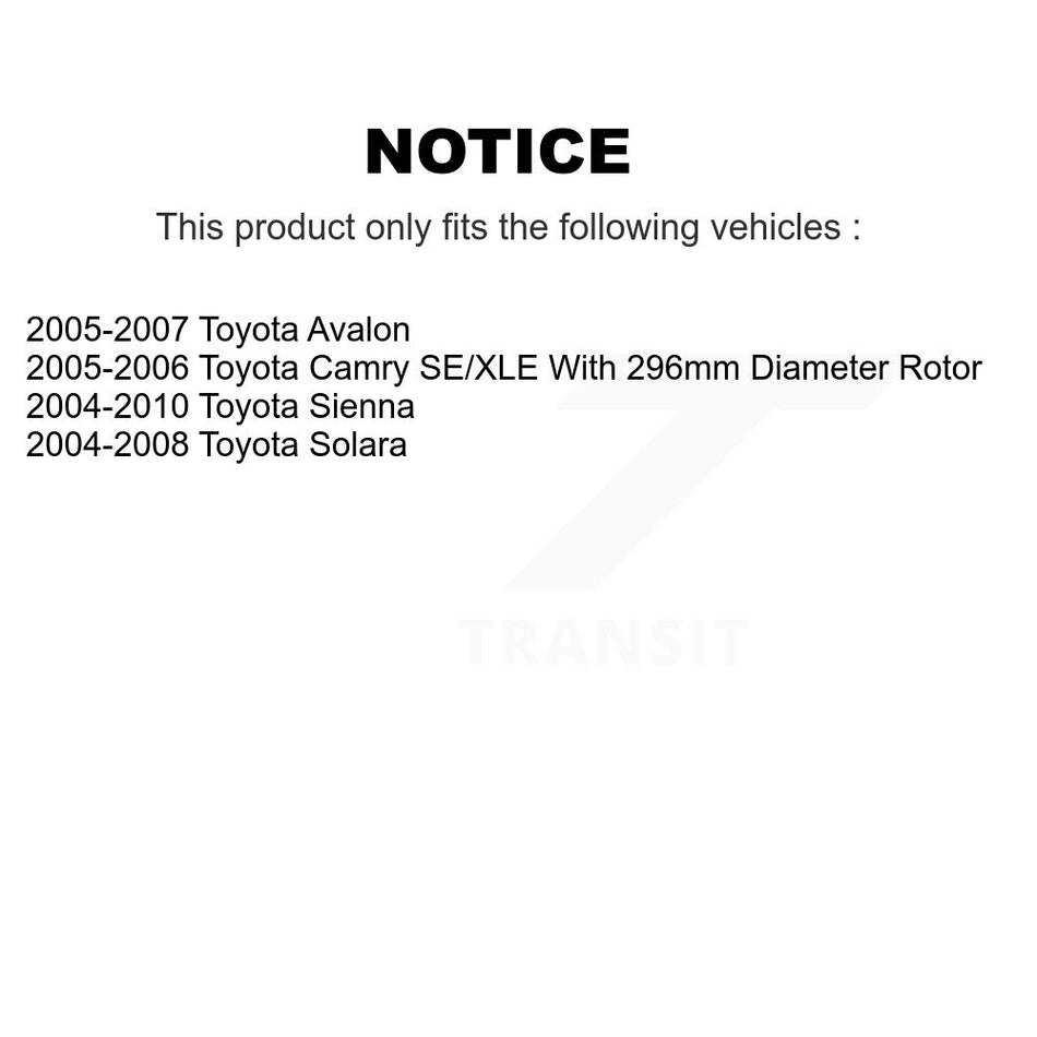 Front Disc Brake Caliper Coat Rotor Semi-Metallic Pad Kit For Toyota Sienna Camry Solara KCG-100708P