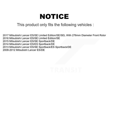 Front Disc Brake Caliper Coated Rotors And Semi-Metallic Pads Kit For Mitsubishi Lancer KCG-100709P