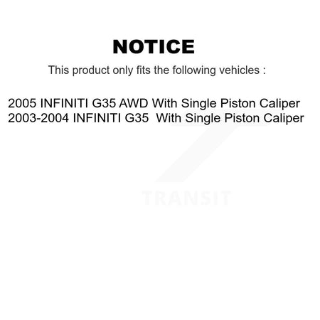 Rear Disc Brake Caliper Coated Rotors And Ceramic Pads Kit For INFINITI G35 KCG-100826N