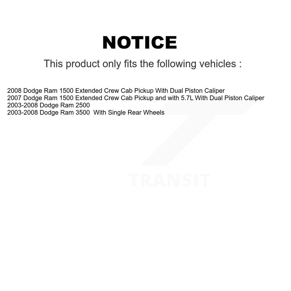 Front Rear Brake Caliper Coat Rotor Semi-Metallic Pad Kit (10Pc) For Dodge Ram 3500 2500 KCG-100853P