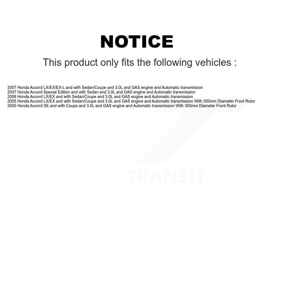 Front Rear Disc Brake Caliper Coat Rotor & Semi-Metallic Pad Kit (10Pc) For Honda Accord KCG-100854S