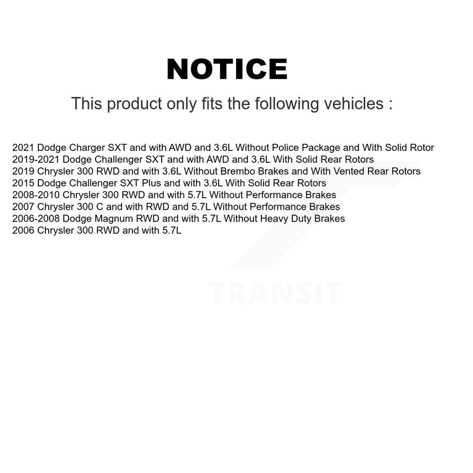 Rear Brake Caliper Coat Rotor & Ceramic Pad Kit For Chrysler 300 Dodge Challenger Magnum KCG-100897N