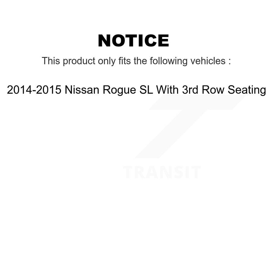 Front Rear Disc Brake Caliper Coated Rotors And Ceramic Pads Kit (10Pc) For 2014-2015 Nissan Rogue SL With 3rd Row Seating KCG-100950C