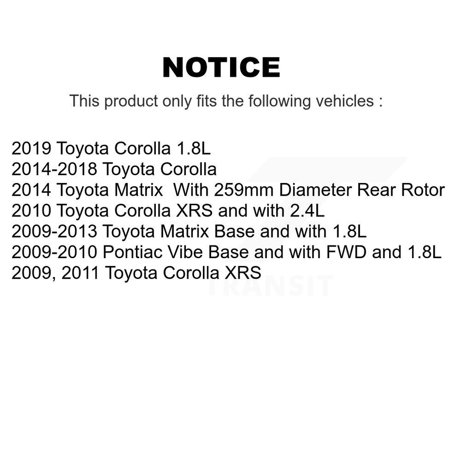 Front Rear Brake Caliper Coat Rotor And Ceramic Pad Kit (10Pc) For Toyota Corolla Matrix KCG-100958C