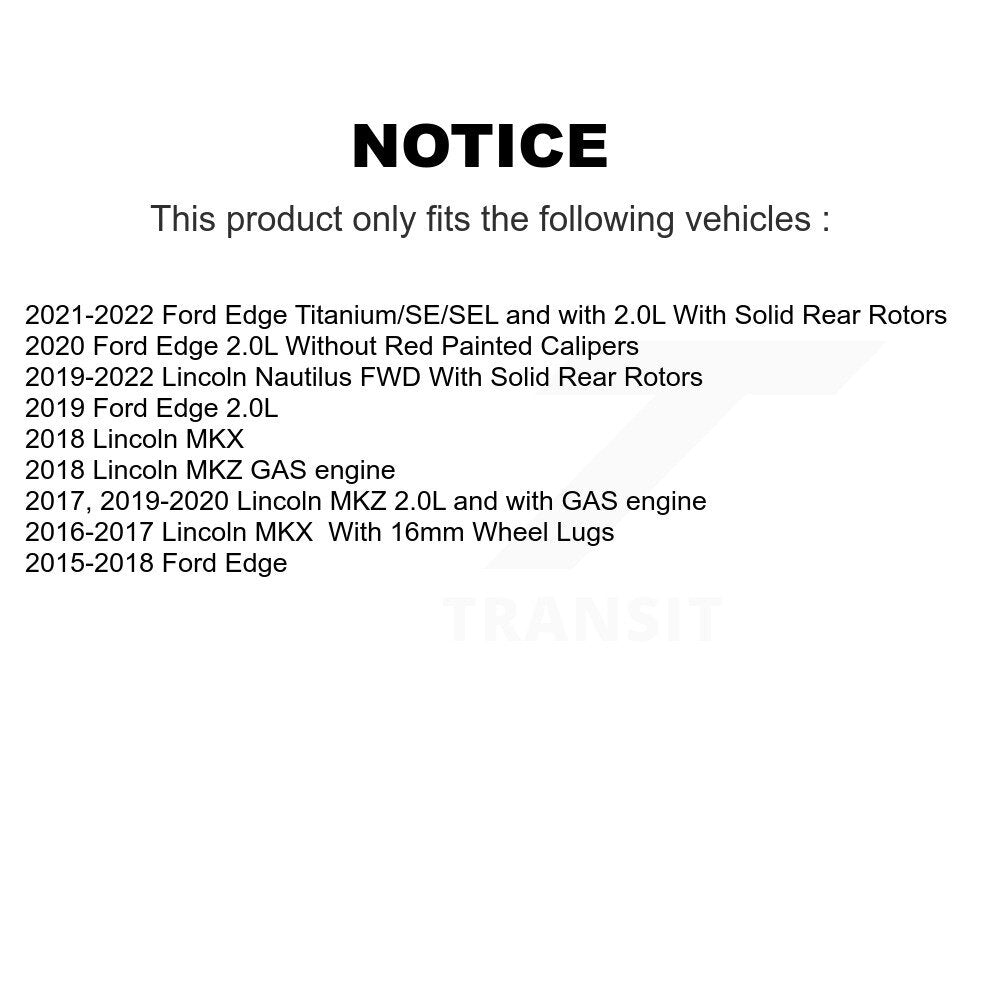 Rear Brake Caliper Coat Rotor & Semi-Metallic Pad Kit For Ford Edge Lincoln MKX Nautilus KCG-101011N