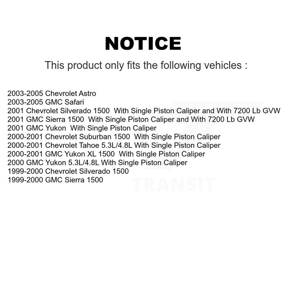 Rear Brake Caliper Coat Rotor Ceramic Pad Kit For Chevrolet GMC Silverado 1500 Sierra XL KCG-101052N