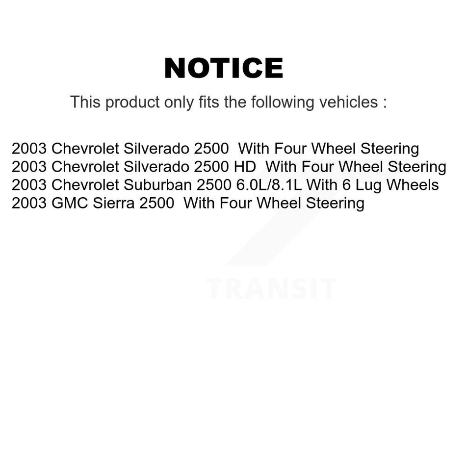 Front Rear Disc Brake Caliper Coated Rotors And Semi-Metallic Pads Kit (10Pc) For 2003 Chevrolet Silverado 2500 HD Suburban GMC Sierra KCG-101053S