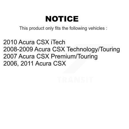 Front Rear Disc Brake Caliper Coated Rotors And Ceramic Pads Kit (10Pc) For Acura CSX KCG-101066C