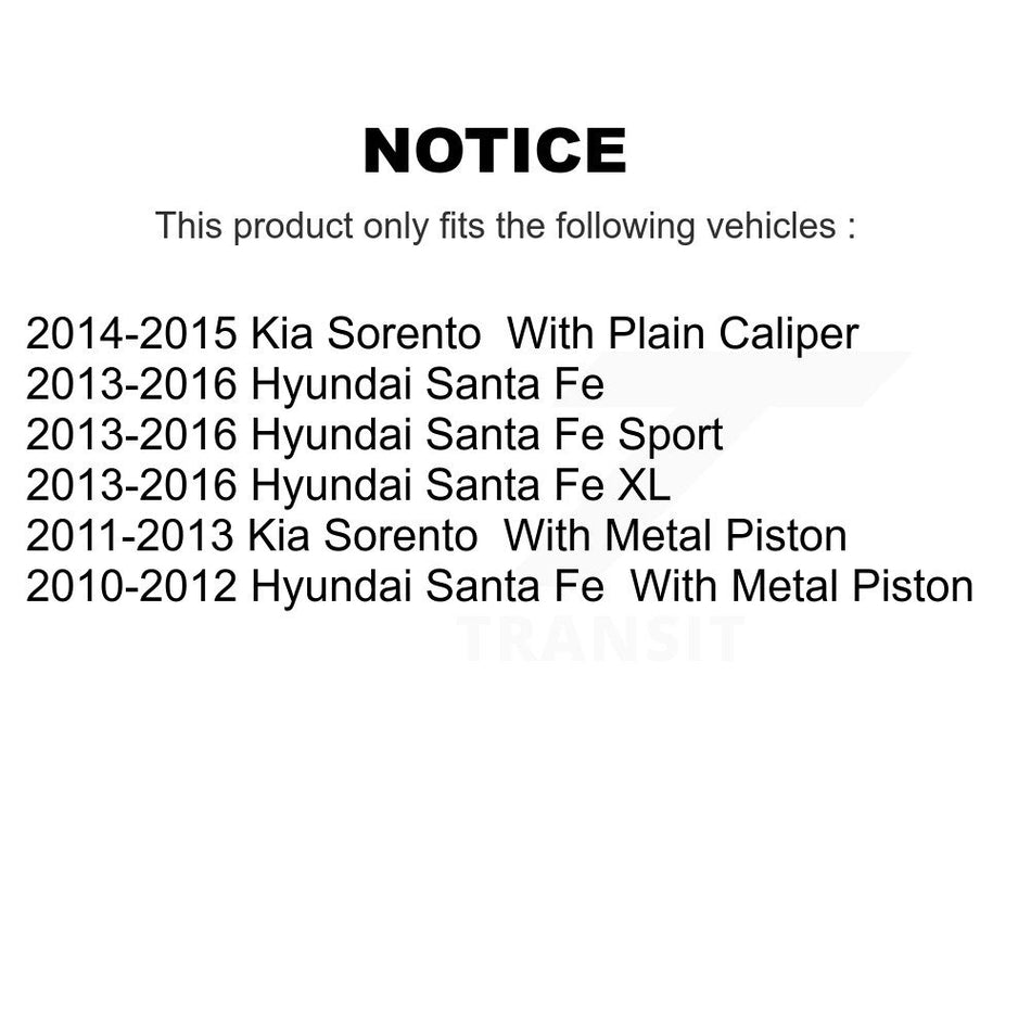 Rear Brake Caliper Coat Rotors & Semi-Metallic Pad Kit For Hyundai Santa Fe Sport Kia XL KCG-101154P