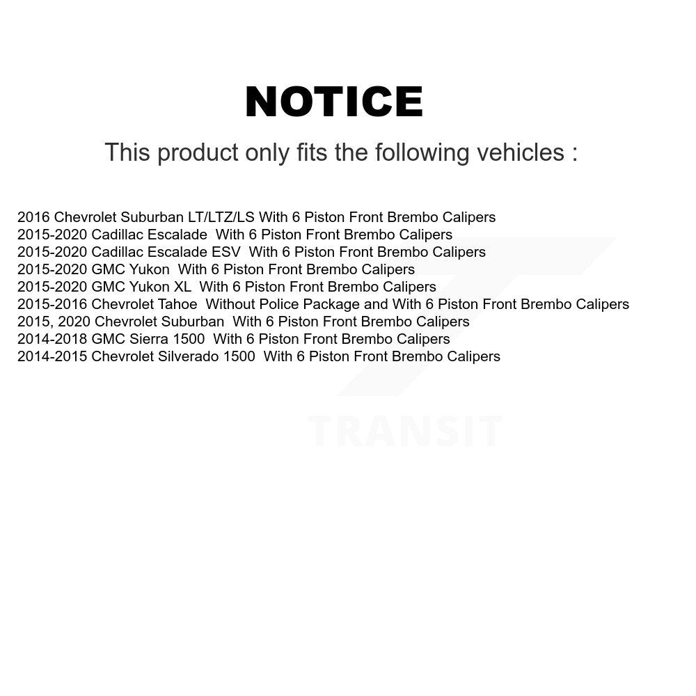 Front Brake Caliper Coat Rotor Semi-Metallic Pad Kit For GMC Sierra 1500 Chevrolet Yukon KCG-101171P