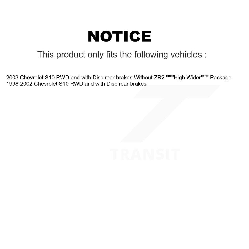 Rear Disc Brake Caliper Coated Rotors And Ceramic Pads Kit For Chevrolet S10 KCG-101202N