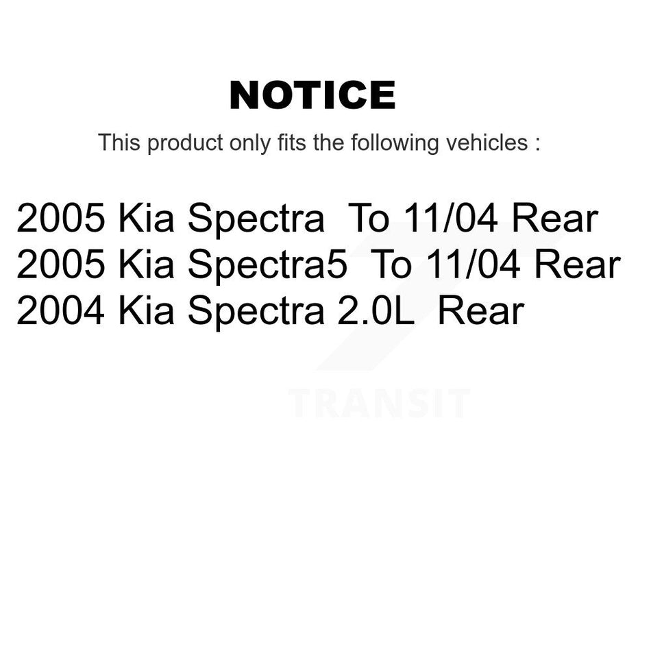 Rear Disc Brake Caliper Coated Rotors And Ceramic Pads Kit For Kia Spectra Spectra5 KCG-101251N