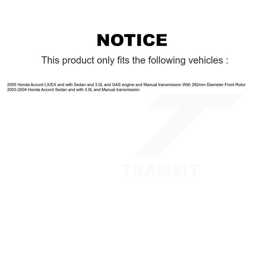 Front Rear Disc Brake Caliper Coated Rotors And Ceramic Pads Kit (10Pc) For Honda Accord KCG-101865N