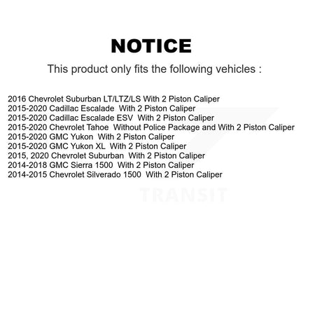 Front Rear Brake Caliper Coat Rotor Ameribrakes Pad Kit (10Pc) For GMC Sierra 1500 Tahoe KCG-102043N