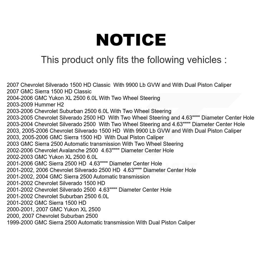 Front Rear Disc Brake Caliper Coated Rotors And Ceramic Pads Kit (10Pc) For Chevrolet Silverado 2500 HD GMC Sierra Hummer H2 1500 Suburban Yukon XL Avalanche Classic KCG-102663N