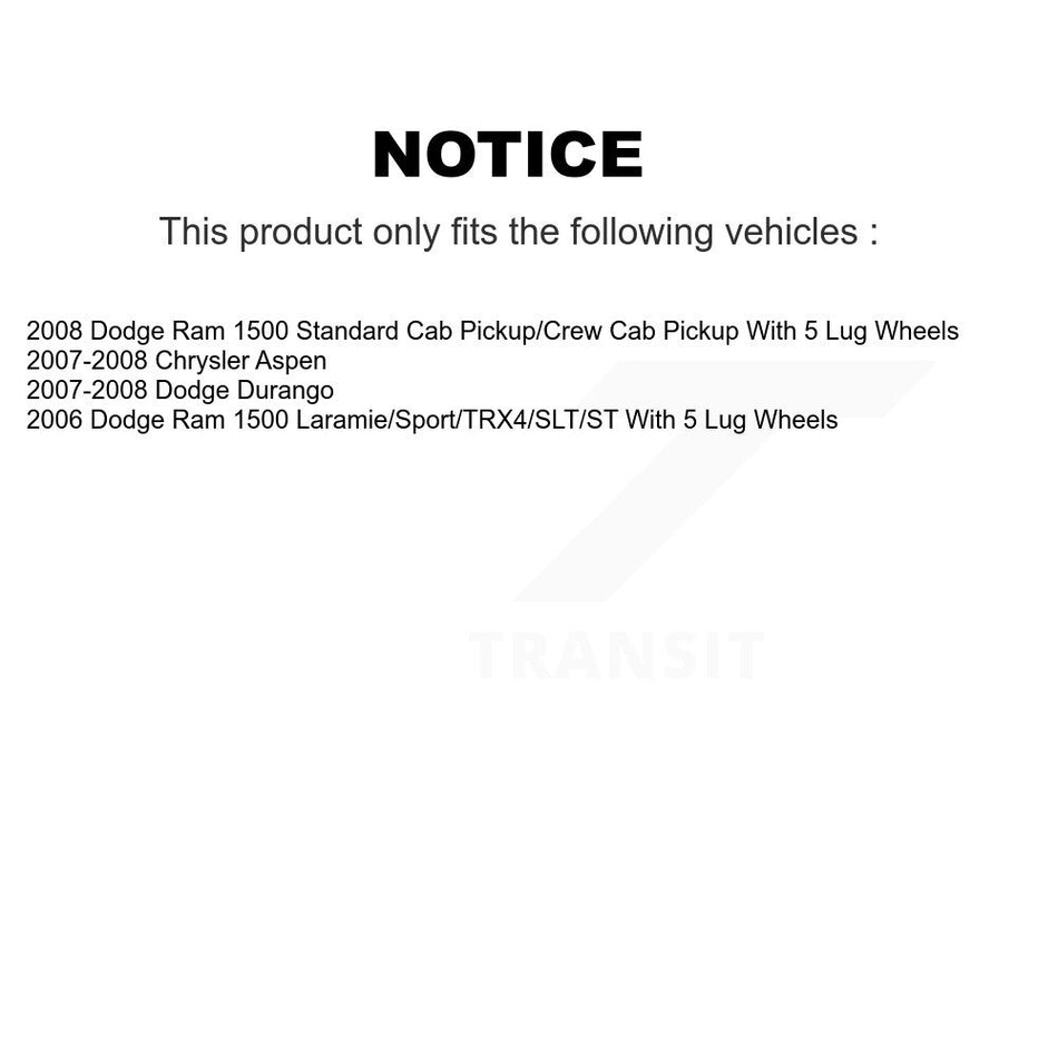 Front Rear Ceramic Brake Pads And Parking Shoes Kit For Dodge Ram 1500 Durango Chrysler Aspen KCN-100161