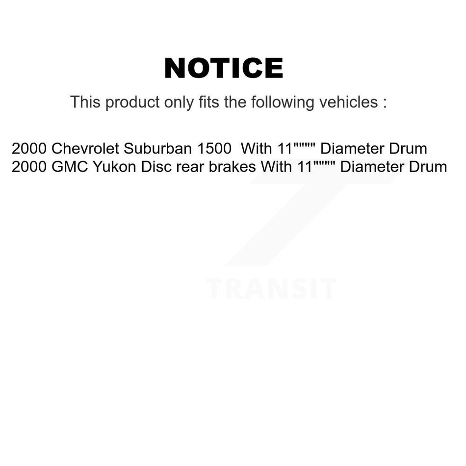Front Rear Ceramic Brake Pads And Drum Shoes Kit For 2000 GMC Yukon Disc rear brakes With 11" Diameter KCN-100471
