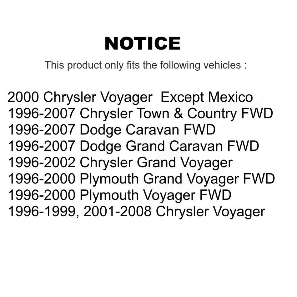 Front CV Axle Shaft Kit For Dodge Grand Caravan Chrysler Town & Country Plymouth Voyager KCV-100001