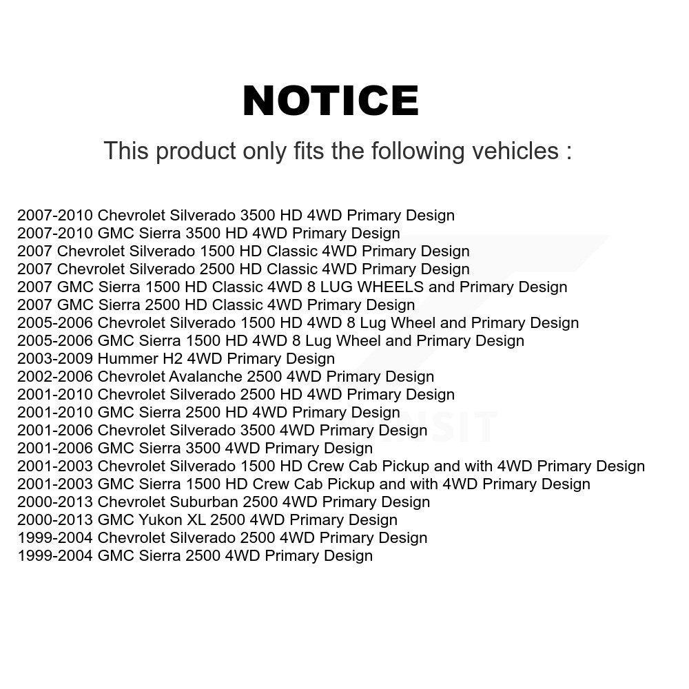 Front CV Axle Shaft Kit For Chevrolet GMC Sierra 2500 HD Silverado 3500 Classic Hummer H2 KCV-100053