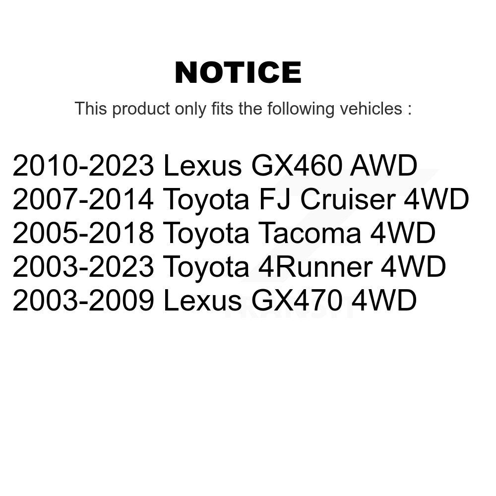 Front CV Axle Drive Shaft Kit For Toyota Tacoma 4Runner FJ Cruiser Lexus GX460 GX470 KCV-100089