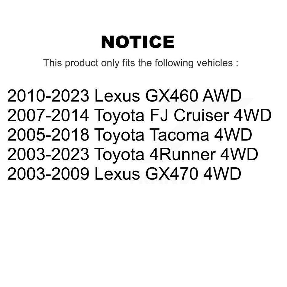 Front CV Axle Drive Shaft Kit For Toyota Tacoma 4Runner FJ Cruiser Lexus GX460 GX470 KCV-100089