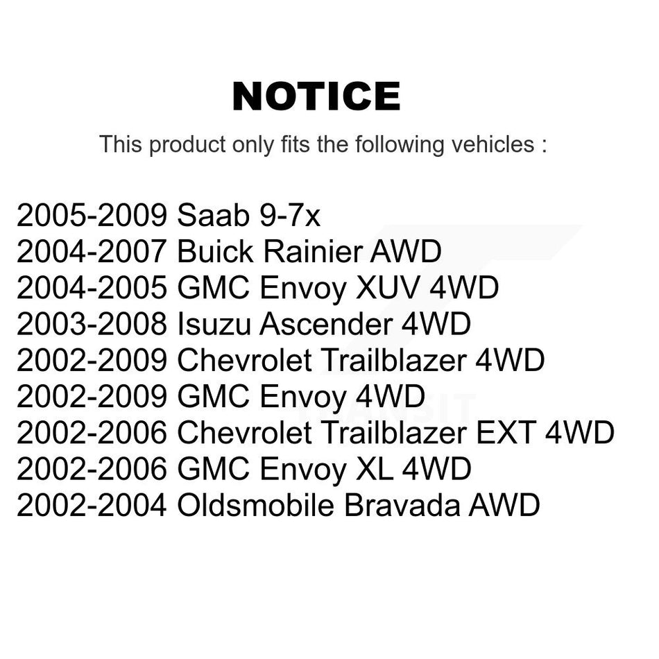 Front CV Axle Shaft Kit For Chevrolet GMC Trailblazer Envoy XL EXT Buick Rainier Bravada KCV-100101