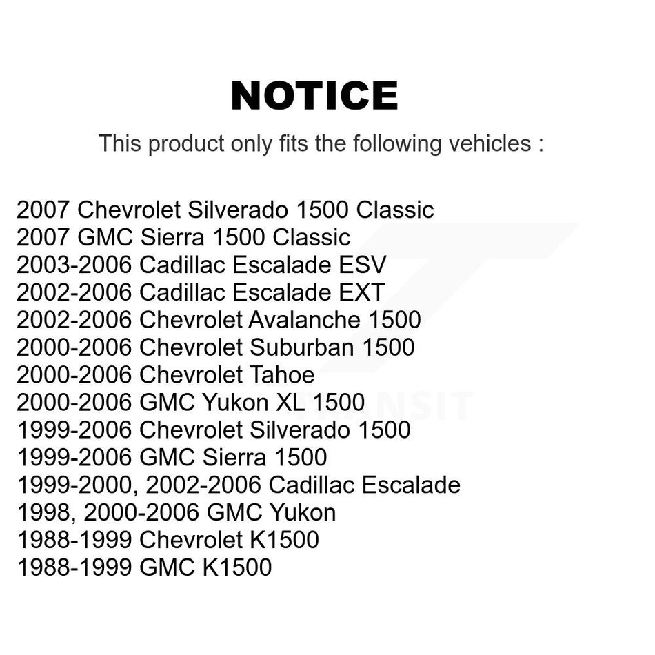 Front CV Axle Shaft Kit For Chevrolet GMC Silverado 1500 Sierra K1500 Avalanche Yukon XL KCV-100141