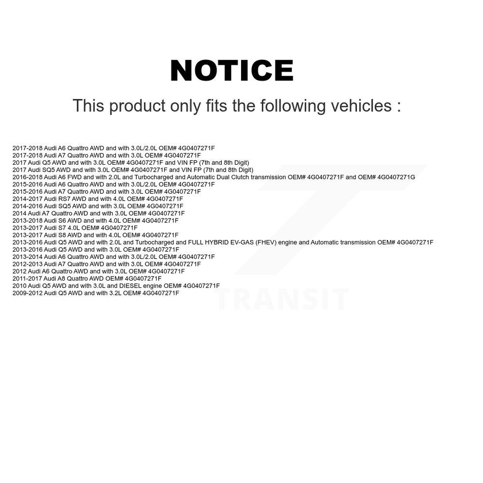 Front CV Axle Drive Shaft Assembly Kit For Audi Q5 A6 Quattro A7 SQ5 A8 S6 RS7 S8 KCV-100144