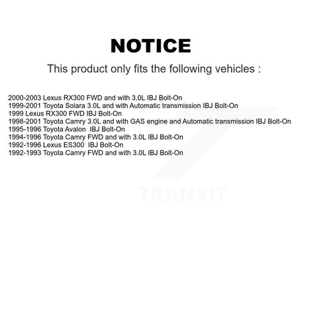 Front CV Axle Shaft Kit For Toyota Camry Lexus RX300 Solara ES300 Avalon IBJ Bolt-On KCV-100252