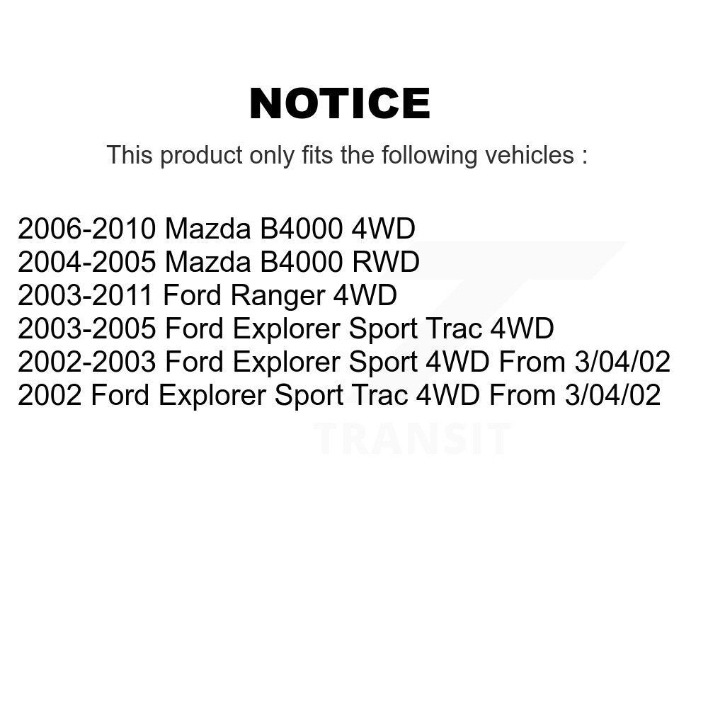 Front CV Axle Drive Shaft Assembly Kit For Ford Ranger Mazda B4000 Explorer Sport Trac KCV-100259