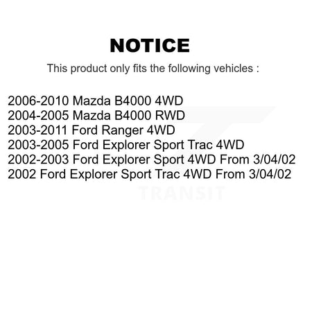 Front CV Axle Drive Shaft Assembly Kit For Ford Ranger Mazda B4000 Explorer Sport Trac KCV-100259