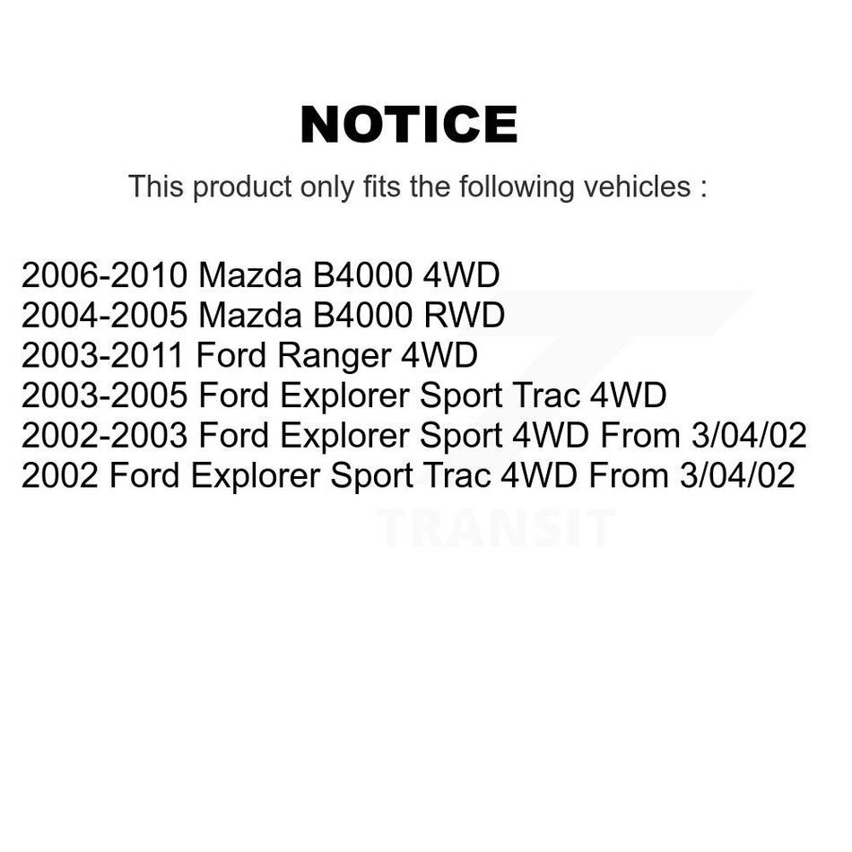 Front CV Axle Drive Shaft Assembly Kit For Ford Ranger Mazda B4000 Explorer Sport Trac KCV-100259