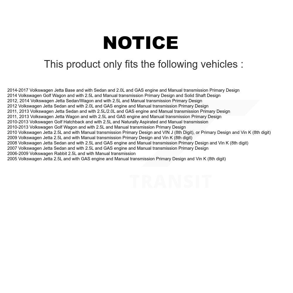 Front CV Axle Drive Shaft Complete Assembly Kit For Volkswagen Jetta Golf Rabbit KCV-100306