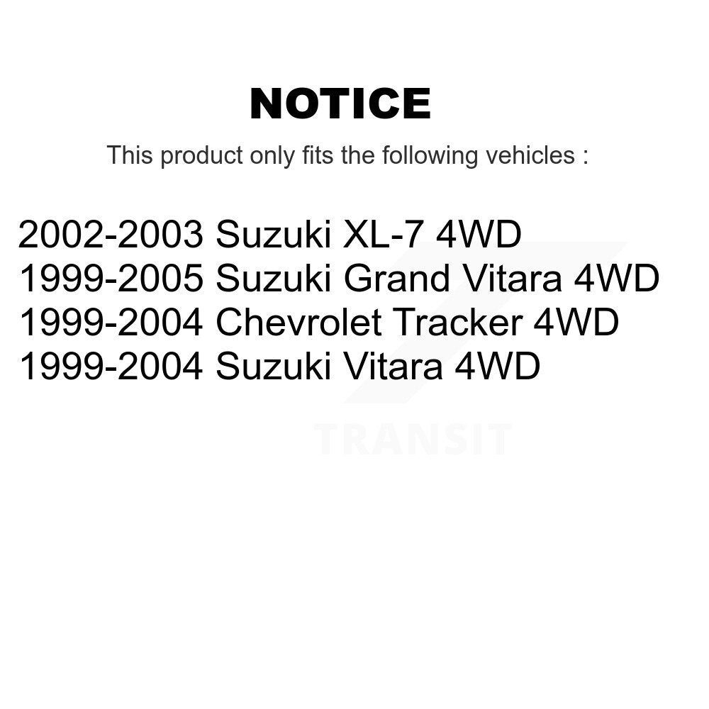 Front CV Axle Drive Shaft Assembly Kit For Chevrolet Tracker Suzuki Grand Vitara XL-7 4WD KCV-100328