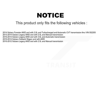 Front Rear CV Axle Drive Shaft Complete Assembly Kit For Subaru Outback Forester Legacy KCV-100404