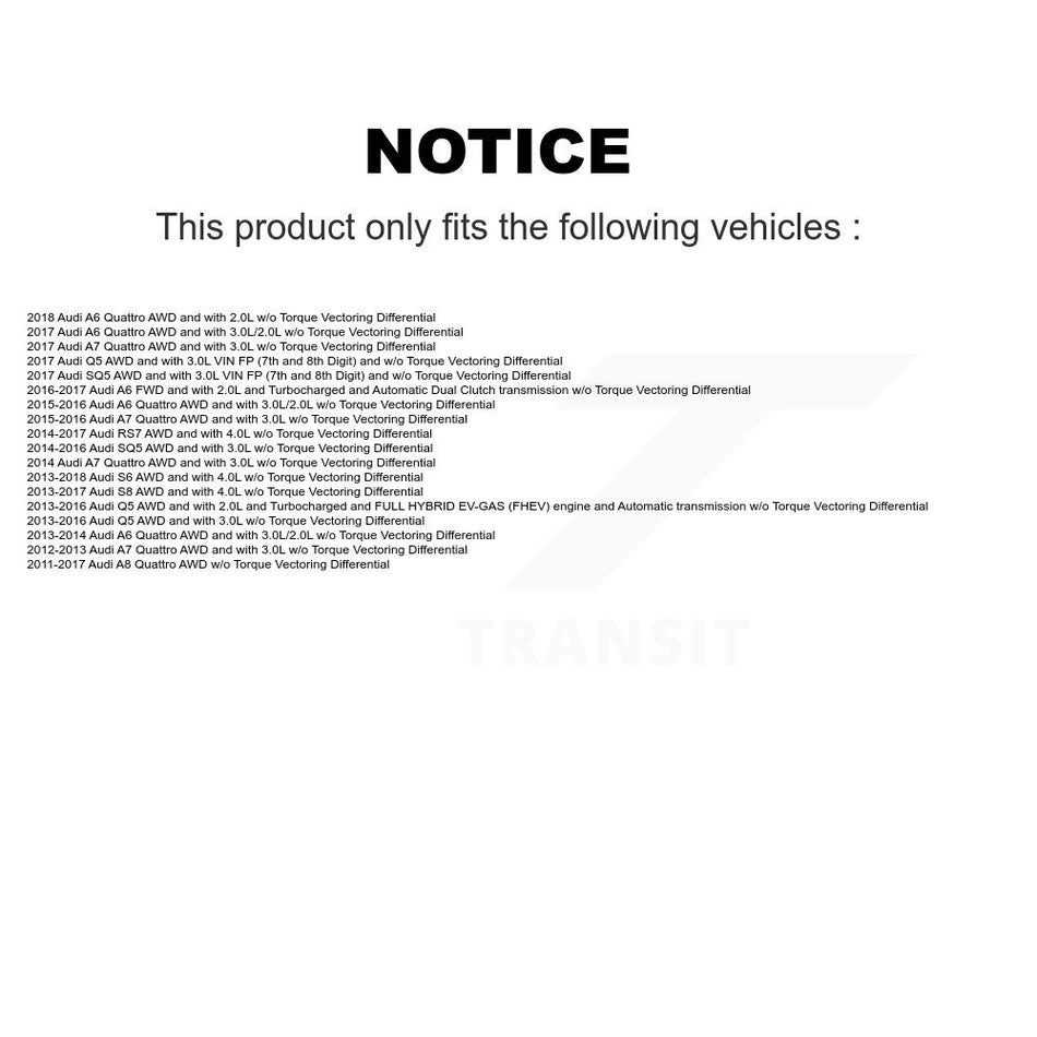 Front Rear CV Axle Drive Shaft Assembly Kit For Audi Q5 A6 Quattro A7 SQ5 A8 S6 RS7 S8 KCV-100416