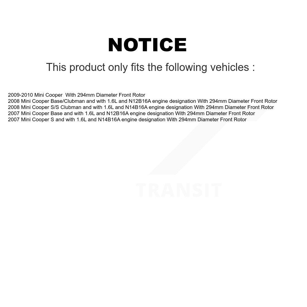Front Ceramic Brake Pad & Wear Sensor Kit For Mini Cooper With 294mm Diameter Rotor KCW-100460