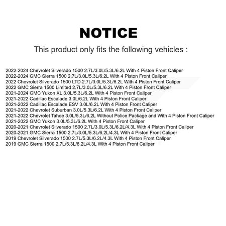 Front Ceramic Brake Pad & Wear Sensor Kit For GMC Chevrolet Silverado 1500 Sierra Limited KCW-100543