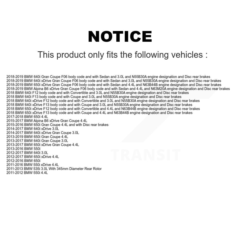 Rear Ceramic Brake Pad & Wear Sensor Kit For BMW 550i xDrive 650i Gran Coupe 640i 535i B6 KCW-100828