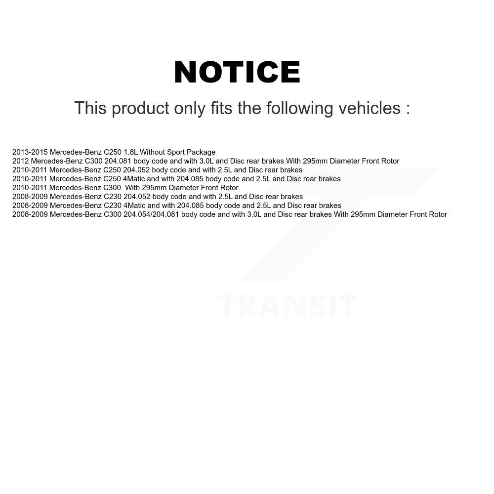 Front Rear Ceramic Disc Brake Pads Wear Sensor Kit (7Pc) For Mercedes-Benz C300 C250 C230 KCW-101361