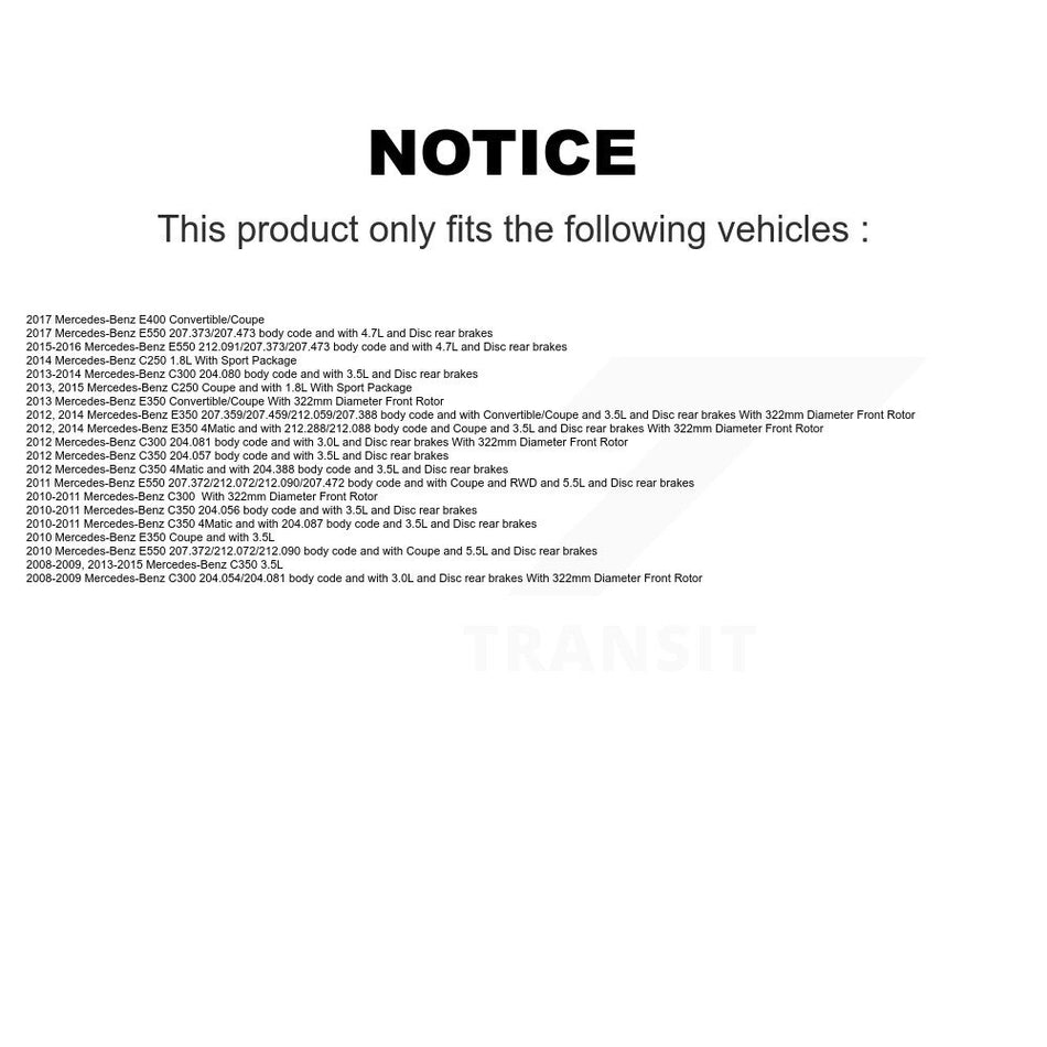 Front Rear Ceramic Brake Pads Wear Sensor Kit (7Pc) For Mercedes-Benz C300 C350 E350 E550 KCW-101362