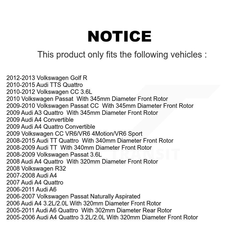 Front Rear Ceramic Brake Pads Kit For Volkswagen Audi Passat CC A4 Quattro A6 TT Golf R R32 KCX-100143