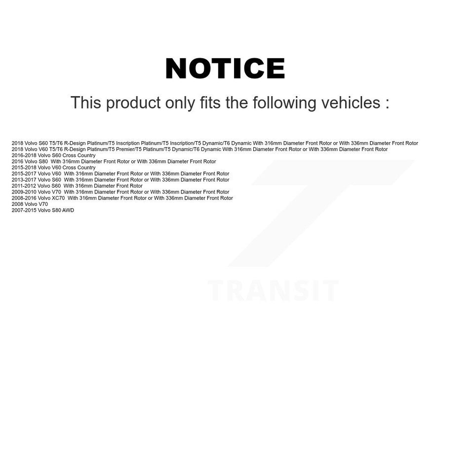 Front Rear Ceramic Brake Pads Kit For Volvo S60 XC70 S80 V60 Cross Country V70 KCX-100361