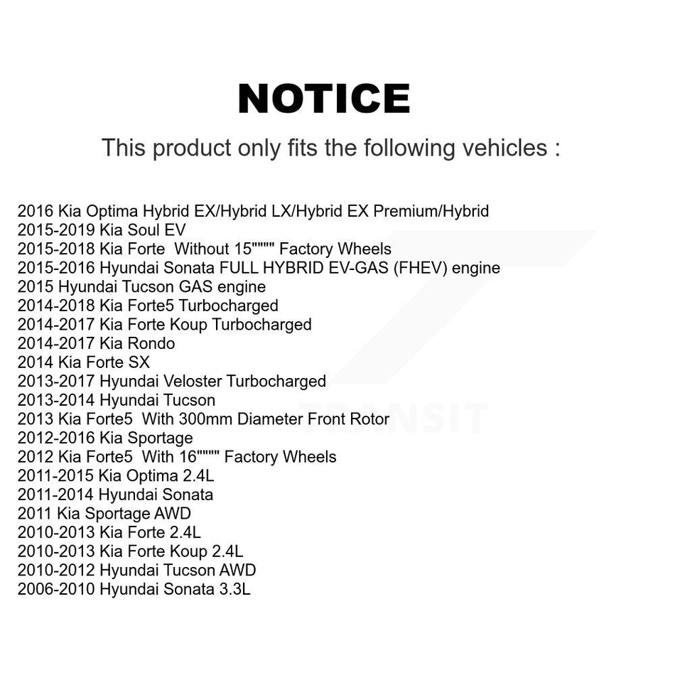 Front Coated Drilled Slotted Disc Brake Rotors Pair For Hyundai Sonata Kia Optima Forte Tucson Sportage Veloster Forte5 Koup Soul EV Rondo KD-100047