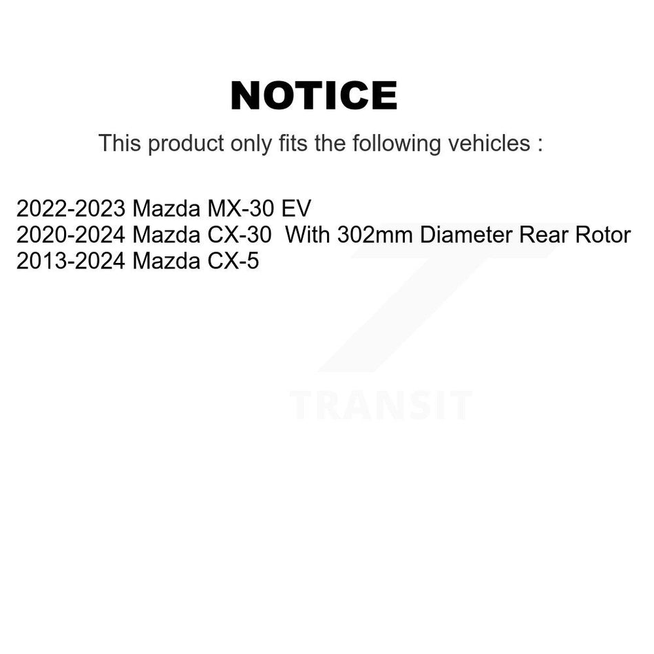 Rear Coated Drilled Slotted Disc Brake Rotors Pair For Mazda CX-5 CX-30 MX-30 EV KD-100187