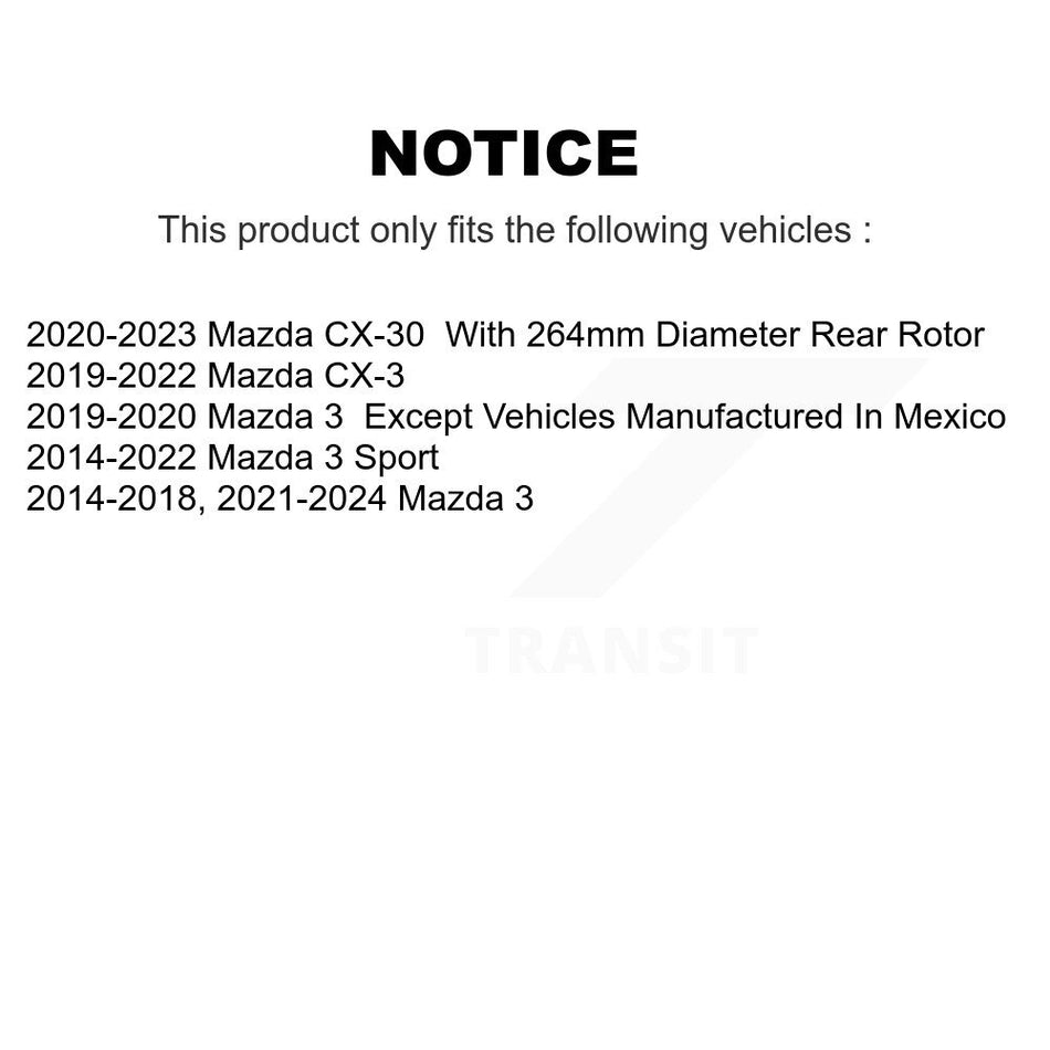 Rear Coated Drilled Slotted Disc Brake Rotors Pair For Mazda 3 CX-3 CX-30 Sport KD-100193