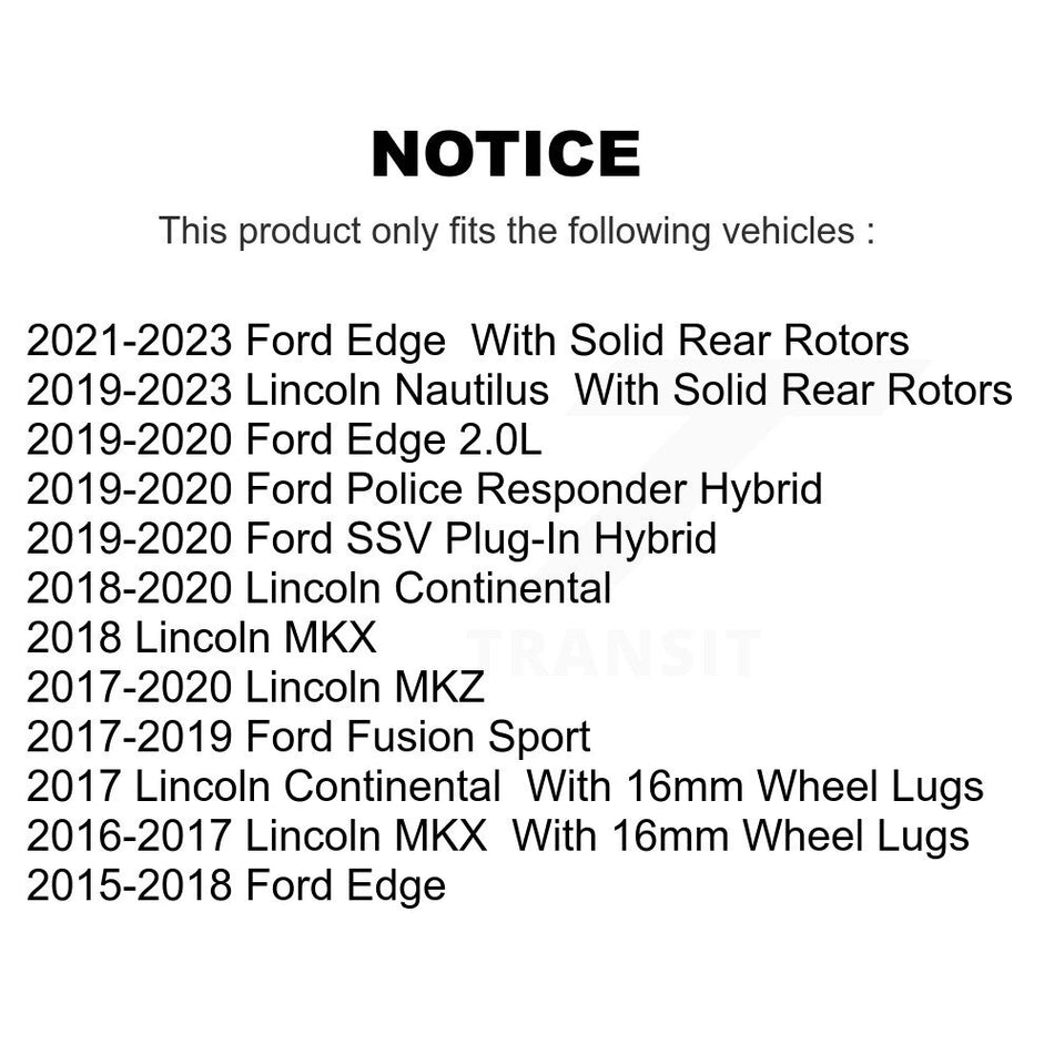 Rear Coated Drilled Slotted Disc Brake Rotors Pair For Ford Edge Fusion Lincoln MKX MKZ Nautilus Continental Police Responder Hybrid SSV Plug-In KD-100202