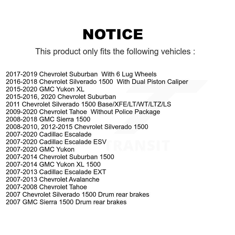 Front Rear Coated Drilled Slotted Disc Brake Rotors Kit For Chevrolet Silverado 1500 GMC Sierra Tahoe Yukon Cadillac Suburban Escalade XL Avalanche ESV EXT KD-100206